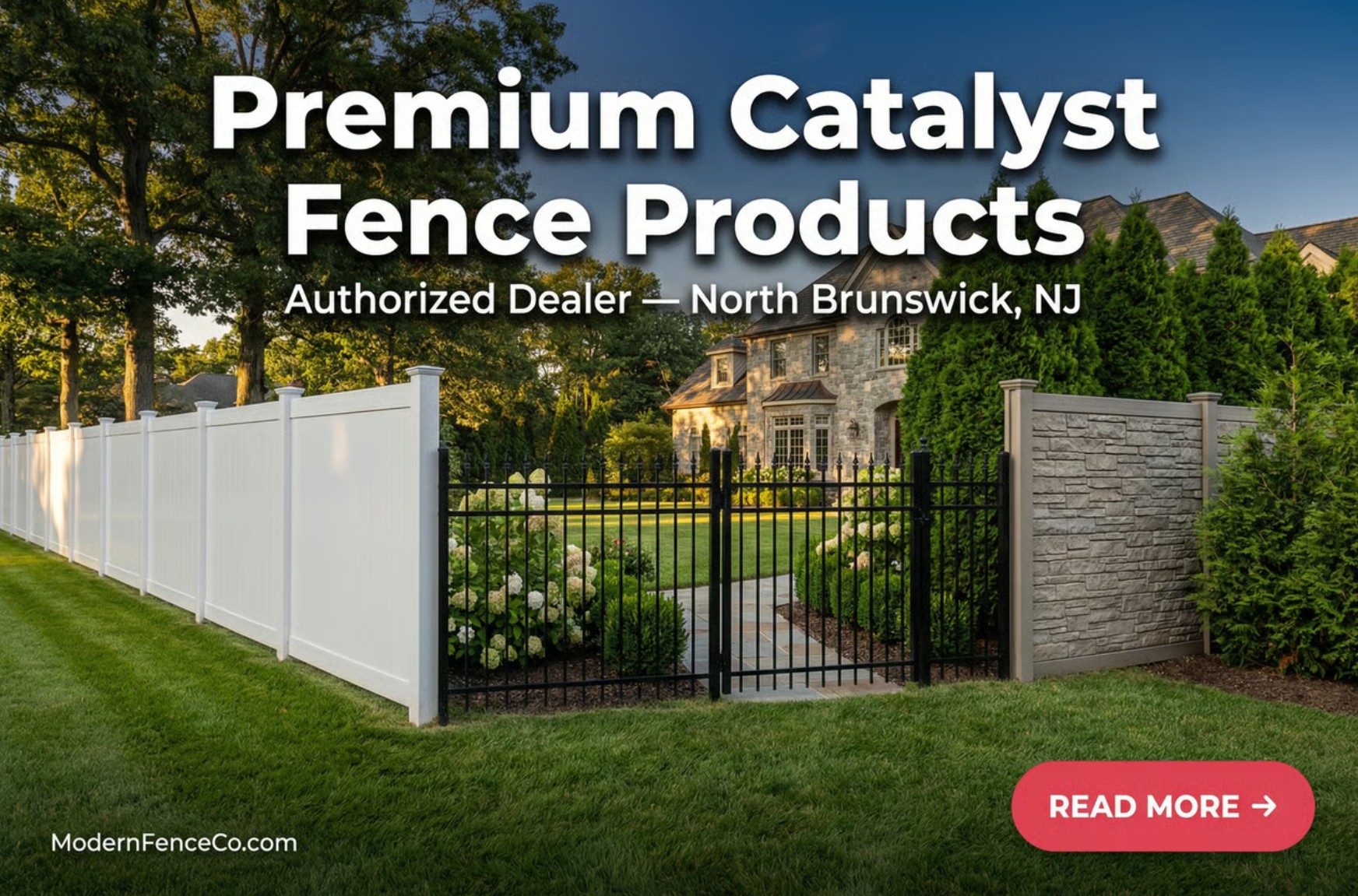 Catalyst fence products vinyl aluminum and steel installed by Modern Fence Co in North Brunswick NJ